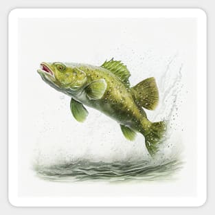 Green Cod Fish Watercolor Sticker